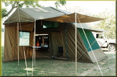 View into kitchen tent